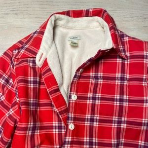 Red Plaid LL Bean Sherpa Lined Flannel